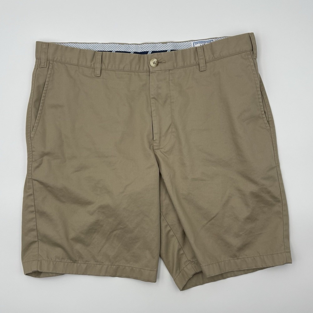 Southern Tide Skipjack Shorts Mens 38 Tan Pima Cotton Modal Chino Flat Front 9"